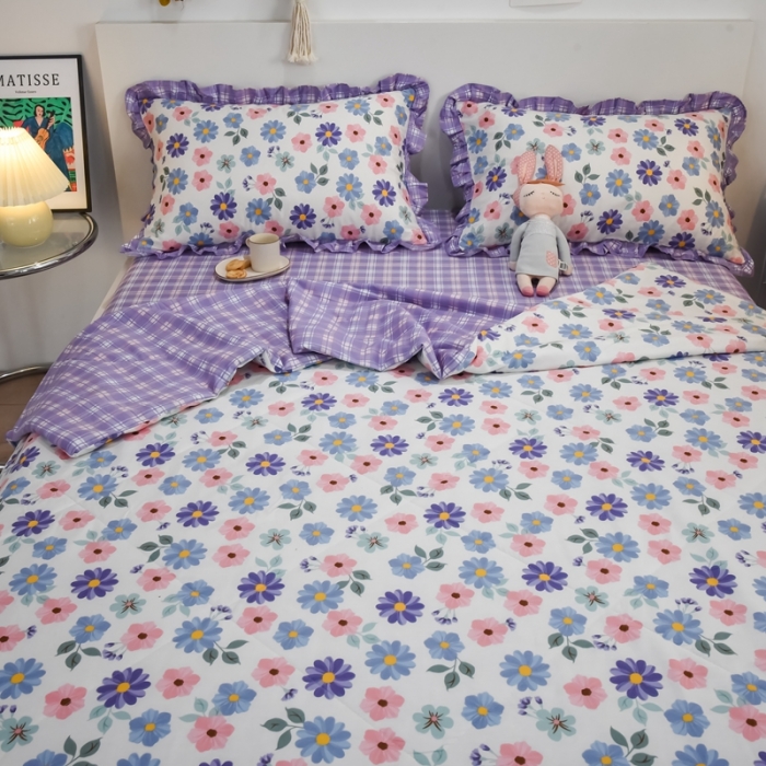 91家纺网 家纺一手货源 找家纺 仟网汇 2021新款全棉夏被四件套 春暖花开