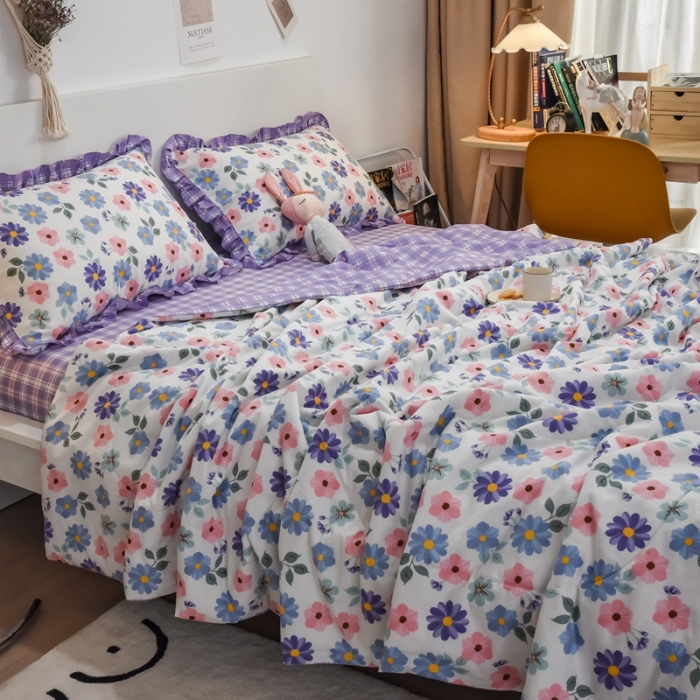 91家纺网 家纺一手货源 找家纺 仟网汇 2021新款全棉夏被四件套 春暖花开