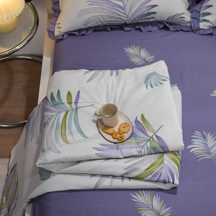 91家纺网 家纺一手货源 找家纺 仟网汇 2021新款全棉夏被四件套 风信草