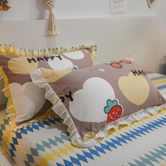 91家纺网 家纺一手货源 找家纺 仟网汇 2021新款全棉夏被四件套 憨态萌生-咖