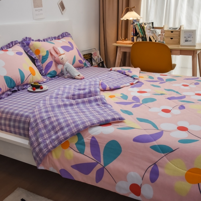 91家纺网 家纺一手货源 找家纺 仟网汇 2021新款全棉夏被四件套 花漾