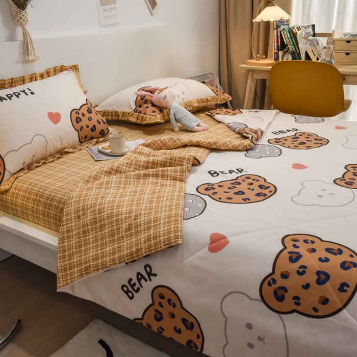 91家纺网 家纺一手货源 找家纺 仟网汇 2021新款全棉夏被四件套 金钱豹