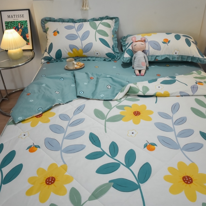 91家纺网 家纺一手货源 找家纺 仟网汇 2021新款全棉夏被四件套 凌落花