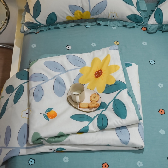 91家纺网 家纺一手货源 找家纺 仟网汇 2021新款全棉夏被四件套 凌落花