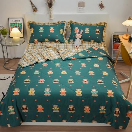 仟网汇 2021新款全棉夏被四件套 摩登小熊-绿