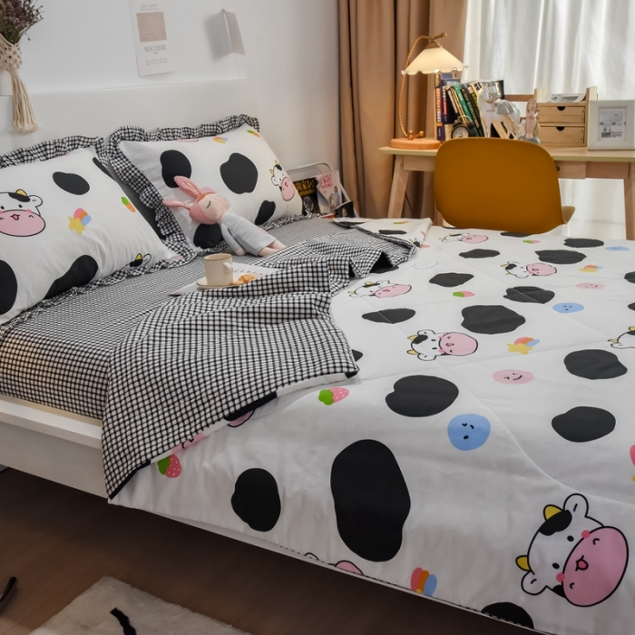 91家纺网 家纺一手货源 找家纺 仟网汇 2021新款全棉夏被四件套 奶牛