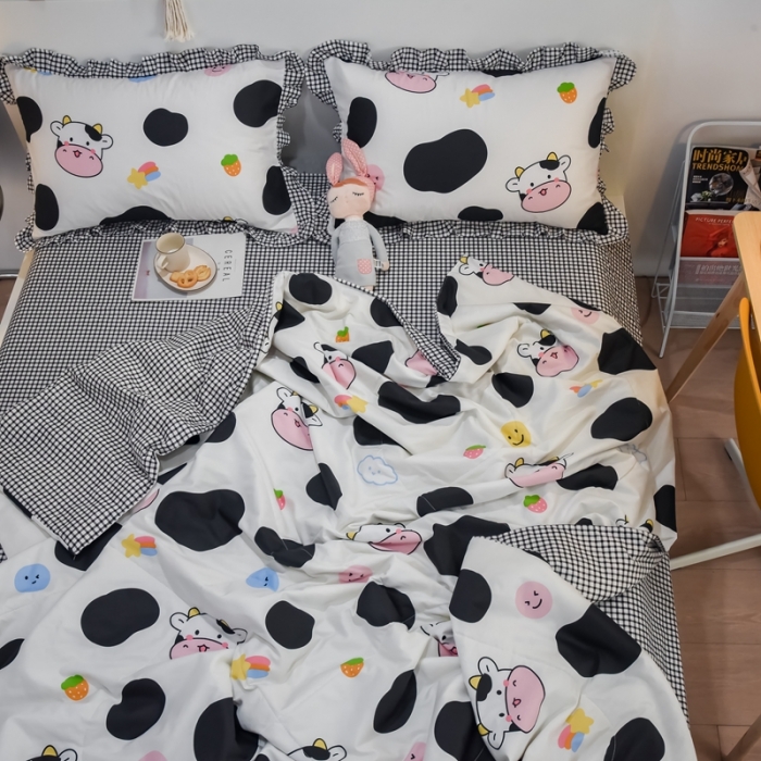 91家纺网 家纺一手货源 找家纺 仟网汇 2021新款全棉夏被四件套 奶牛