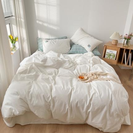 91家纺网 家纺一手货源 找家纺 （总）例外 2021新款全棉水洗棉四件套小红书纯色系列