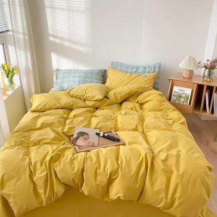 91家纺网 家纺一手货源 找家纺 （总）例外 2021新款全棉水洗棉四件套小红书纯色系列