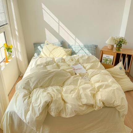 91家纺网 家纺一手货源 找家纺 （总）例外 2021新款全棉水洗棉四件套小红书纯色系列