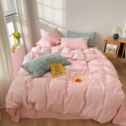 91家纺网 家纺一手货源 找家纺 （总）例外 2021新款全棉水洗棉四件套小红书纯色系列