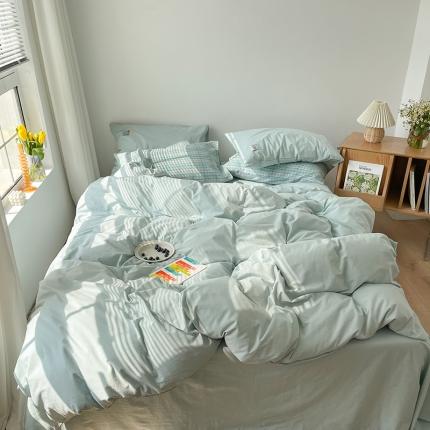 91家纺网 家纺一手货源 找家纺 （总）例外 2021新款全棉水洗棉四件套小红书纯色系列