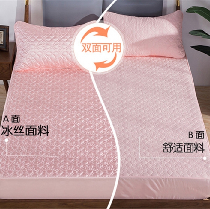 91家纺网 家纺一手货源 找家纺 豪选家纺 2026新款双用凉席夹棉床笠 玉色
