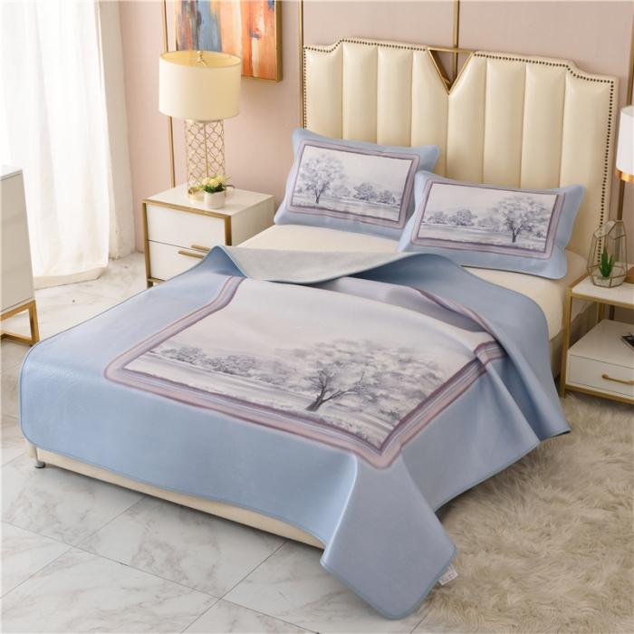 91家纺网 家纺一手货源 找家纺 彩绘头层牛皮凉席 水彩风景