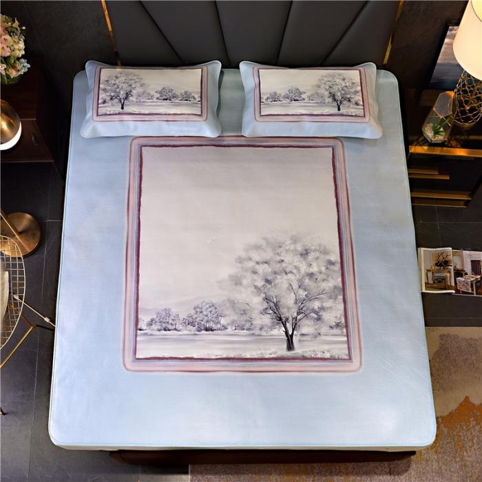 91家纺网 家纺一手货源 找家纺 彩绘头层牛皮凉席 水彩风景