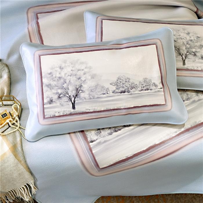 91家纺网 家纺一手货源 找家纺 彩绘头层牛皮凉席 水彩风景