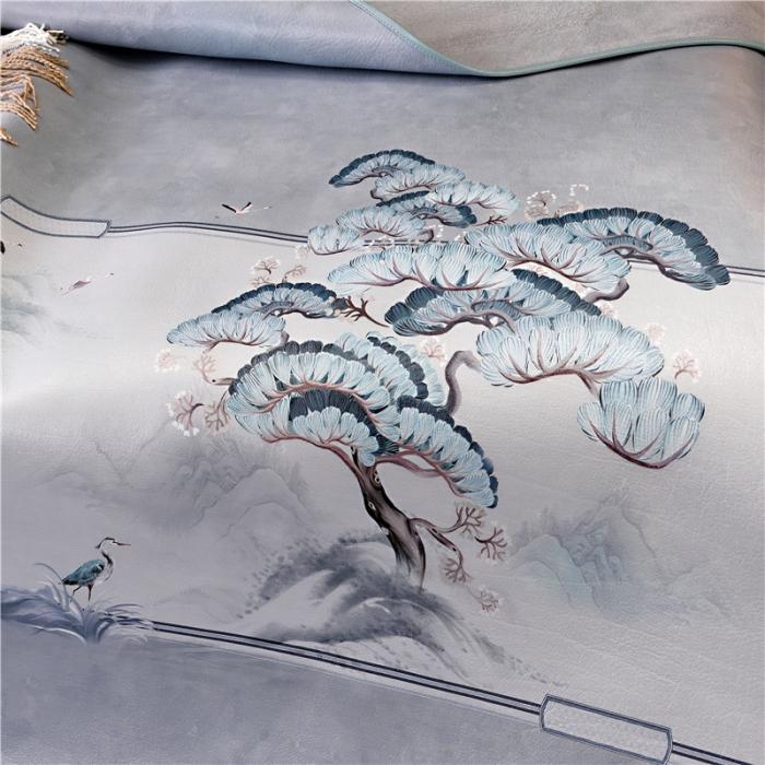 91家纺网 家纺一手货源 找家纺 彩绘头层牛皮凉席 轩墨鹤松