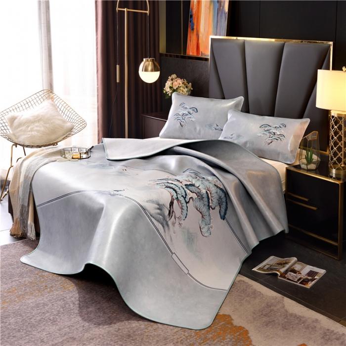 91家纺网 家纺一手货源 找家纺 彩绘头层牛皮凉席 轩墨鹤松