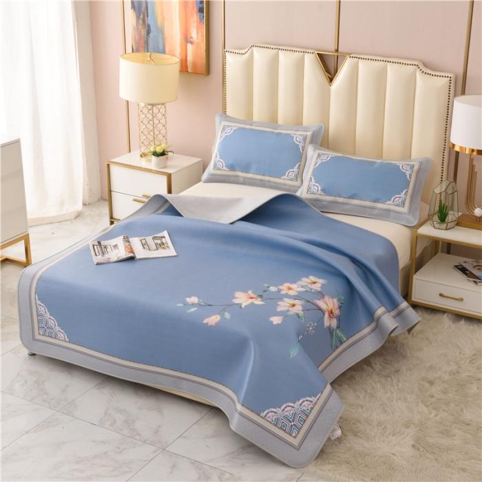 91家纺网 家纺一手货源 找家纺 彩绘头层牛皮凉席 -羽梦-蓝