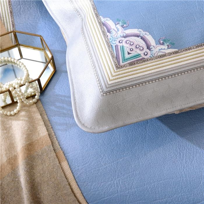 91家纺网 家纺一手货源 找家纺 彩绘头层牛皮凉席 -羽梦-蓝