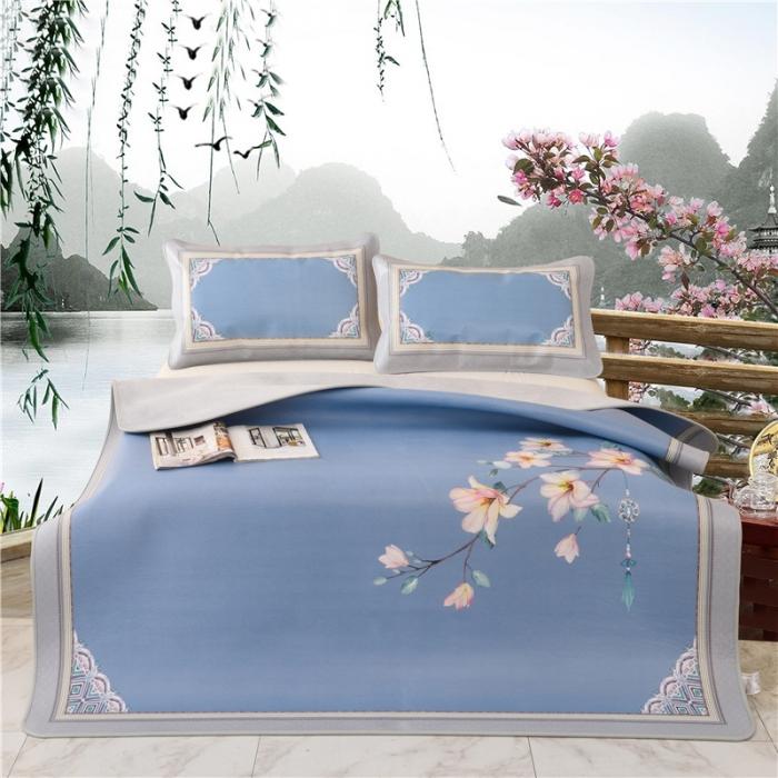 91家纺网 家纺一手货源 找家纺 彩绘头层牛皮凉席 -羽梦-蓝