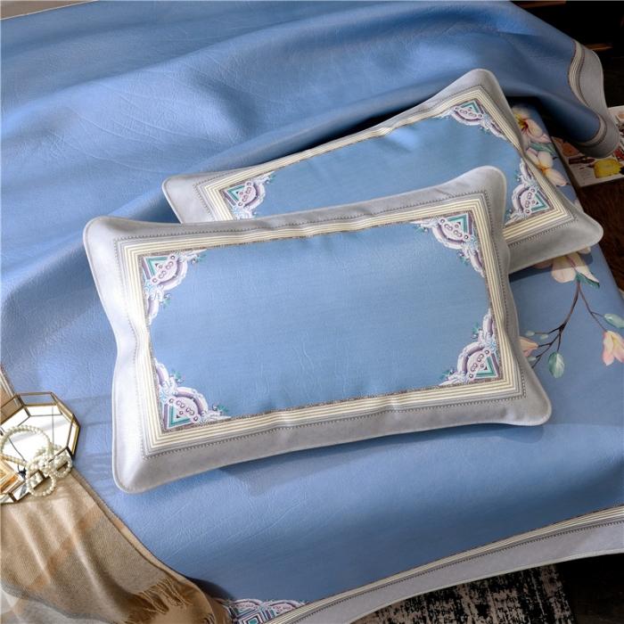 91家纺网 家纺一手货源 找家纺 彩绘头层牛皮凉席 -羽梦-蓝