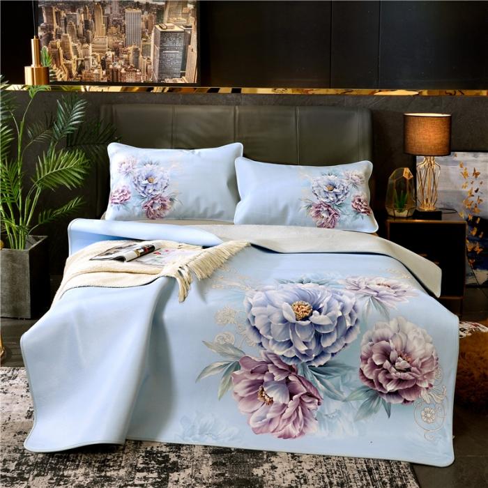 91家纺网 家纺一手货源 找家纺 彩绘头层牛皮凉席 -花舞印象