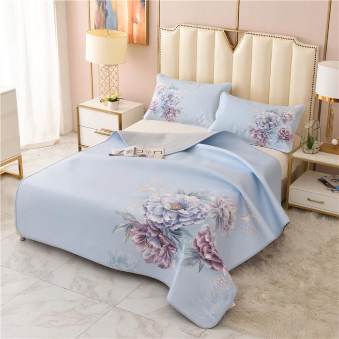 91家纺网 家纺一手货源 找家纺 彩绘头层牛皮凉席 -花舞印象