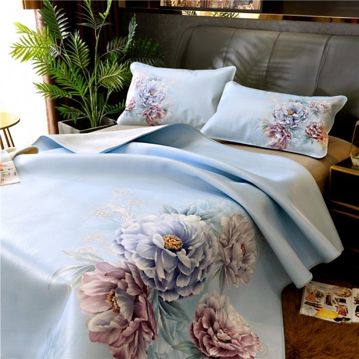 91家纺网 家纺一手货源 找家纺 彩绘头层牛皮凉席 -花舞印象