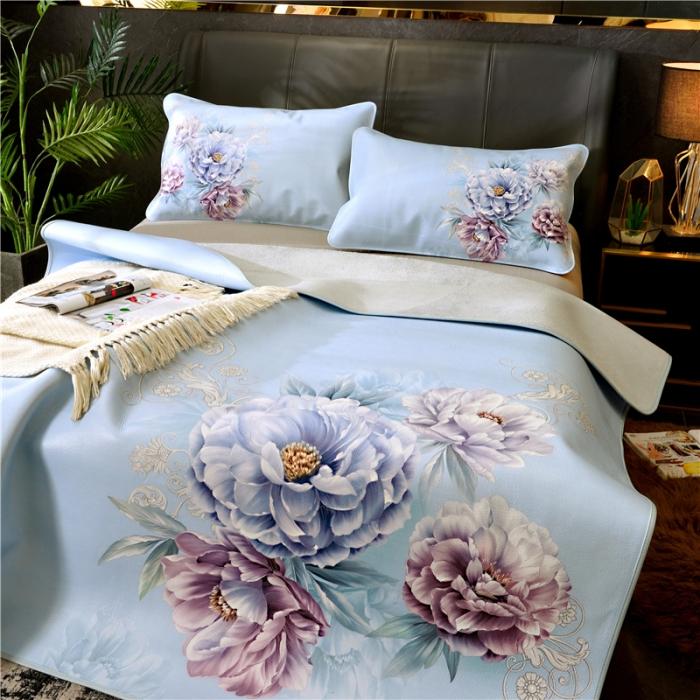 91家纺网 家纺一手货源 找家纺 彩绘头层牛皮凉席 -花舞印象