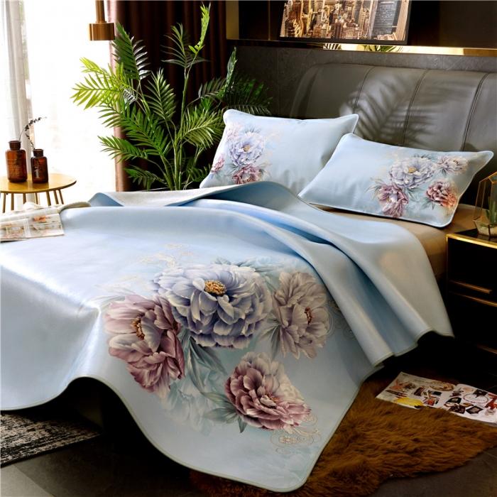 91家纺网 家纺一手货源 找家纺 彩绘头层牛皮凉席 -花舞印象