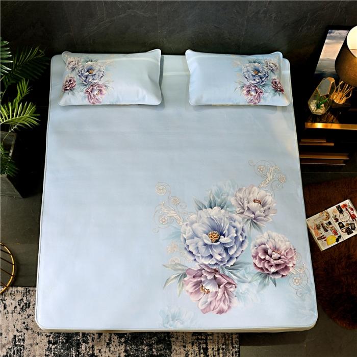 91家纺网 家纺一手货源 找家纺 彩绘头层牛皮凉席 -花舞印象