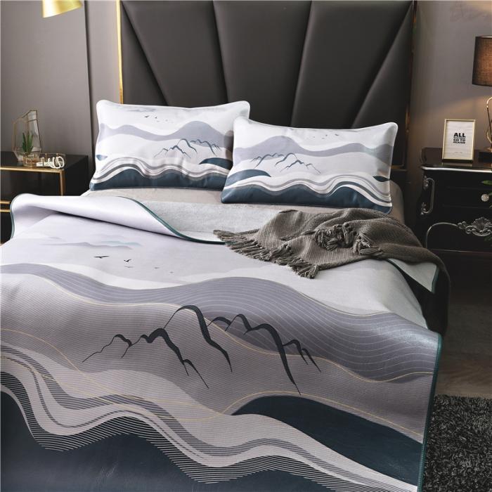 91家纺网 家纺一手货源 找家纺 彩绘头层牛皮凉席 -大雁孤山