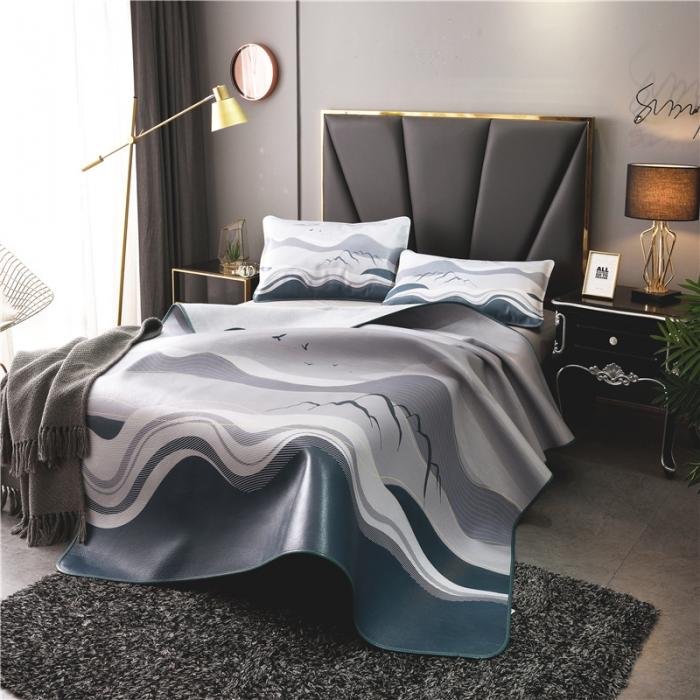 91家纺网 家纺一手货源 找家纺 彩绘头层牛皮凉席 -大雁孤山