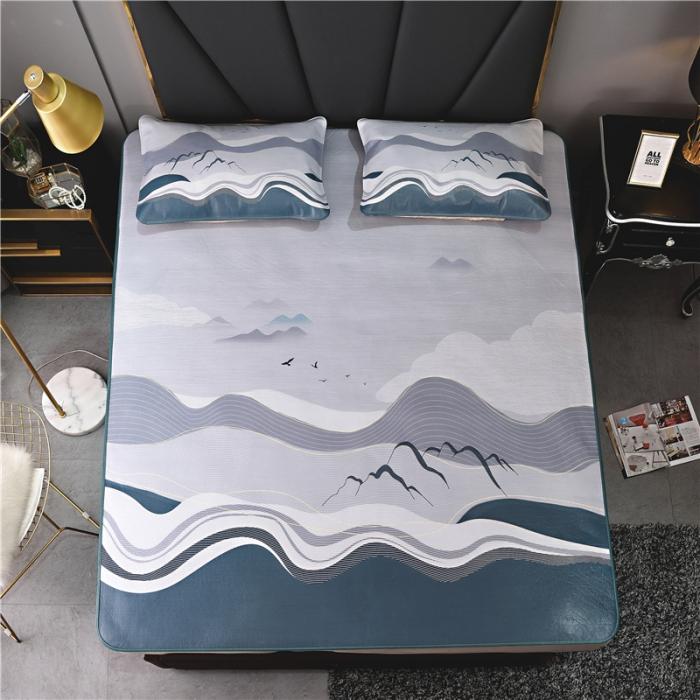 91家纺网 家纺一手货源 找家纺 彩绘头层牛皮凉席 -大雁孤山