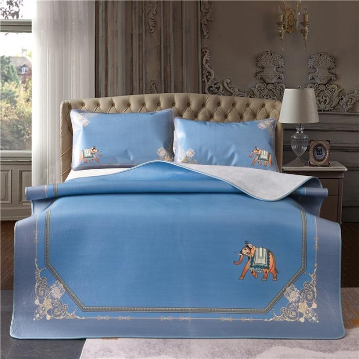 91家纺网 家纺一手货源 找家纺 彩绘头层牛皮凉席 -查尔斯蓝