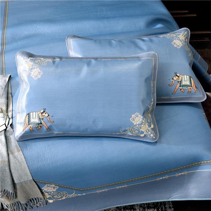 91家纺网 家纺一手货源 找家纺 彩绘头层牛皮凉席 -查尔斯蓝