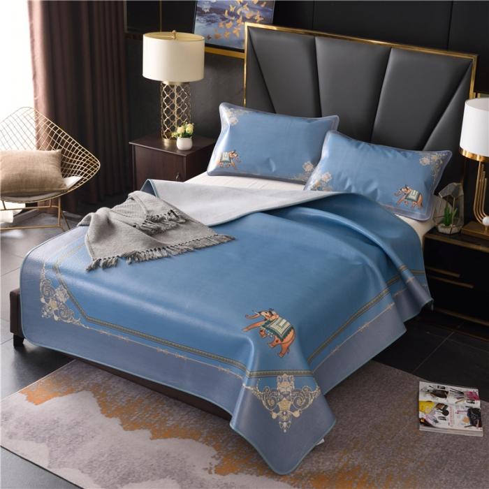 91家纺网 家纺一手货源 找家纺 彩绘头层牛皮凉席 -查尔斯蓝