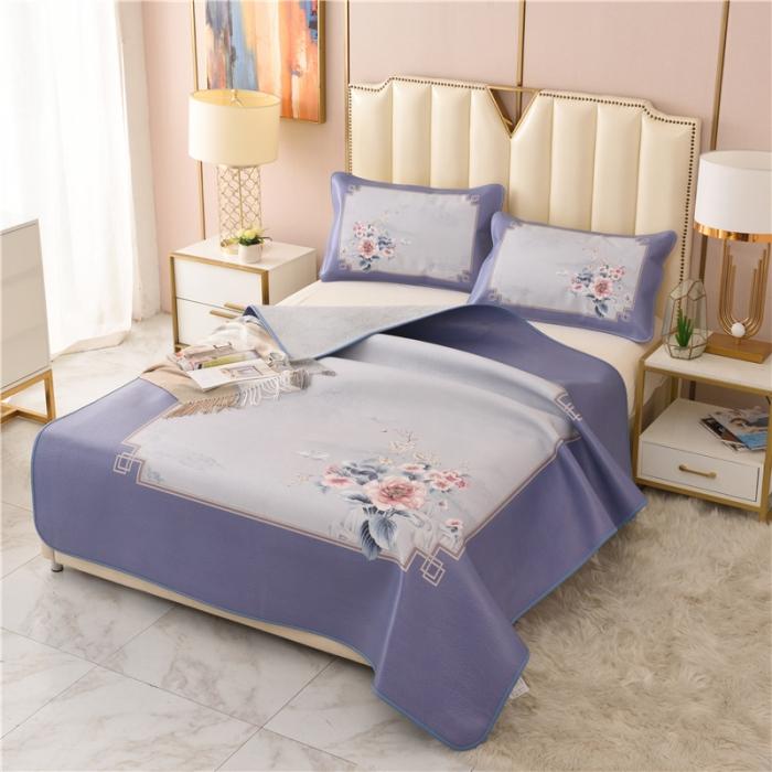 91家纺网 家纺一手货源 找家纺 彩绘头层牛皮凉席 -比翼双飞