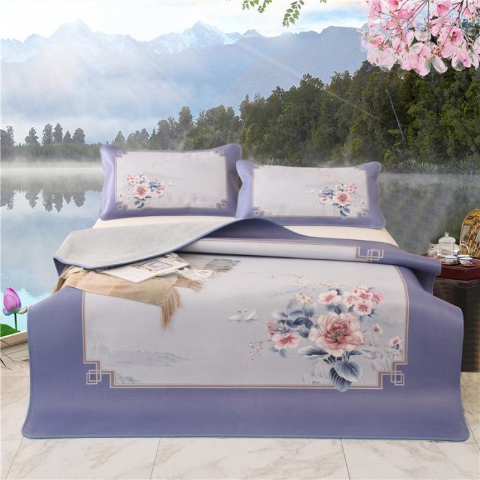 91家纺网 家纺一手货源 找家纺 彩绘头层牛皮凉席 -比翼双飞