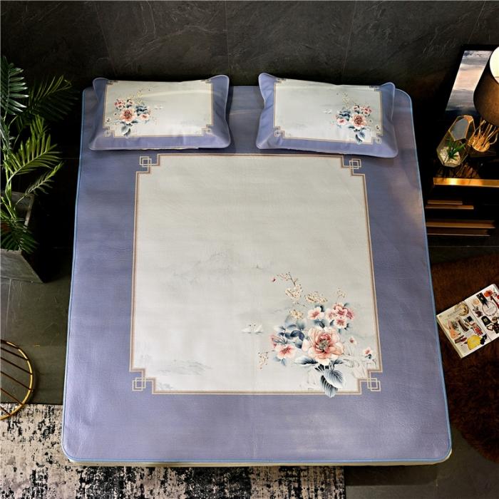 91家纺网 家纺一手货源 找家纺 彩绘头层牛皮凉席 -比翼双飞