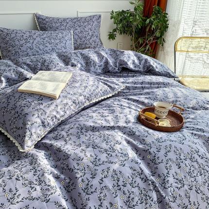 91家纺网 家纺一手货源 找家纺 （总）澳萝拉 新款13372春夏全棉法式蕾丝花边碎花四件套