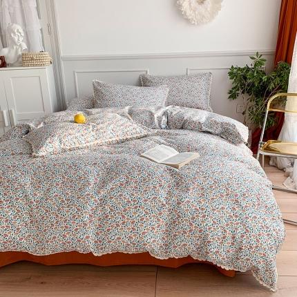 91家纺网 家纺一手货源 找家纺 （总）澳萝拉 新款13372春夏全棉法式蕾丝花边碎花四件套