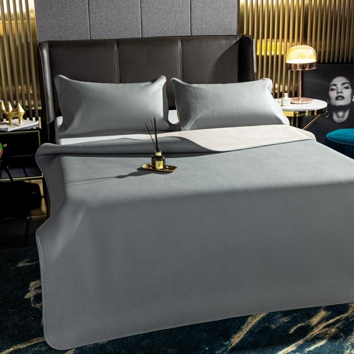 91家纺网 家纺一手货源 找家纺 素彩头层黄牛皮席 -素彩-灰色