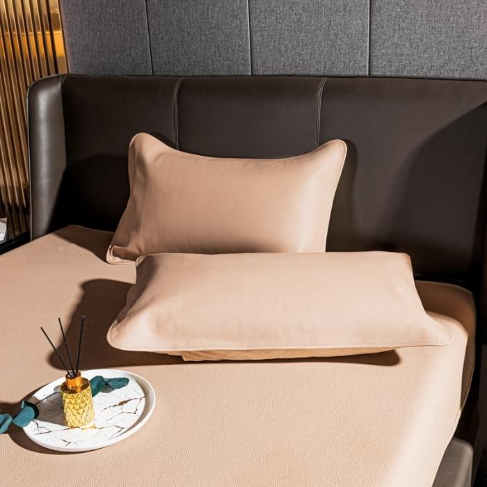 91家纺网 家纺一手货源 找家纺 素彩头层黄牛皮席 -素彩-粉色