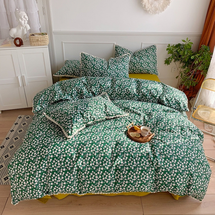 91家纺网 家纺一手货源 找家纺 （总）澳萝拉 新款13372春夏全棉法式蕾丝花边碎花四件套