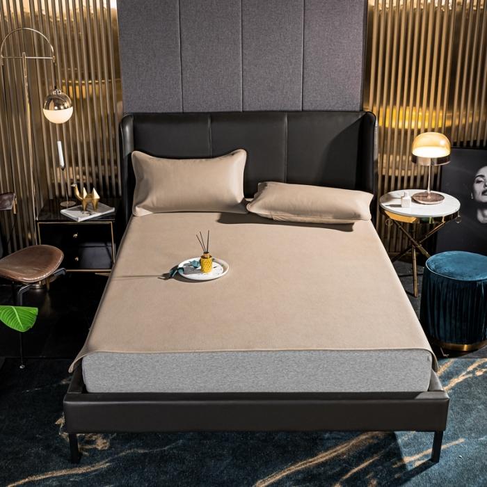 91家纺网 家纺一手货源 找家纺 素彩头层黄牛皮席 -素彩-卡其色