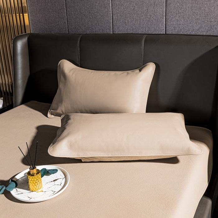 91家纺网 家纺一手货源 找家纺 素彩头层黄牛皮席 -素彩-卡其色