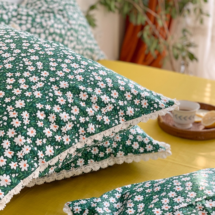 91家纺网 家纺一手货源 找家纺 （总）澳萝拉 新款13372春夏全棉法式蕾丝花边碎花四件套