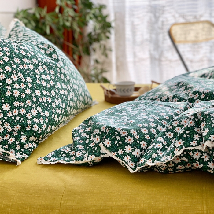 91家纺网 家纺一手货源 找家纺 （总）澳萝拉 新款13372春夏全棉法式蕾丝花边碎花四件套